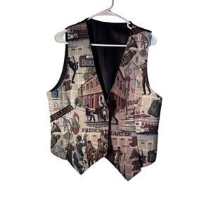 New Orleans Tapestry Embroidered Vest - M - Bourbon Street French Quarter